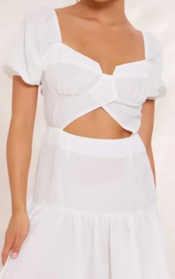 White Cut Out Underwired Frill Shift Dress