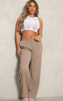 White Distressed Ladder Knit Top