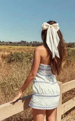 White Embroidery Detail Halter Neck Skort Romper