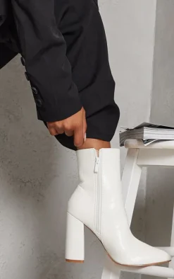 White Faux Snake Ankle Boot