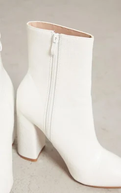 White Faux Snake Ankle Boot