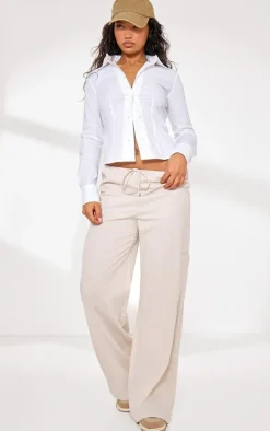 White Fitted Long Sleeve Shirt