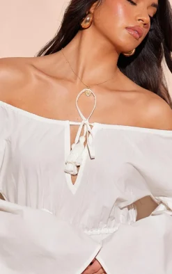 White Flare Sleeve Bardot Romper