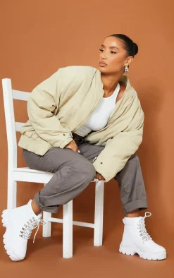 White Flatform Chunky Combat Boot Sneakers