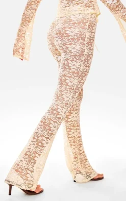 White Floral Lace Skinny Flare Pants