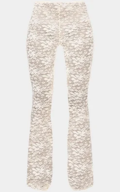 White Floral Lace Skinny Flare Pants
