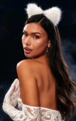 White Fluffy Cat Ears