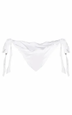 White Frill Bow Detail Tie Side Bikini Bottoms