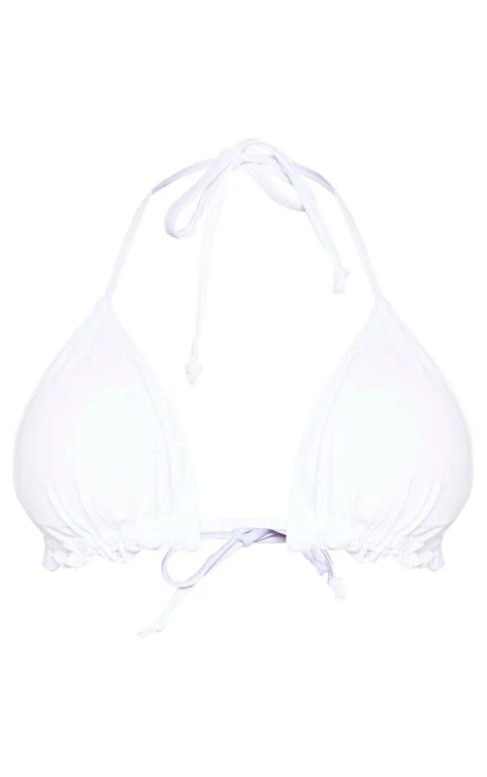 White Frill Edge Padded Bikini Top