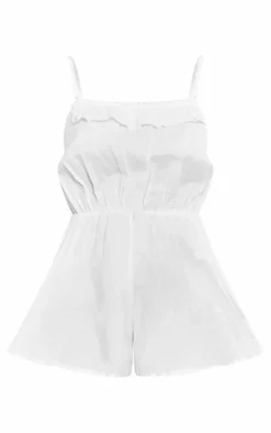 White Frill Top Edge Romper
