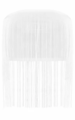 White Fringe Bandeau Beach Top