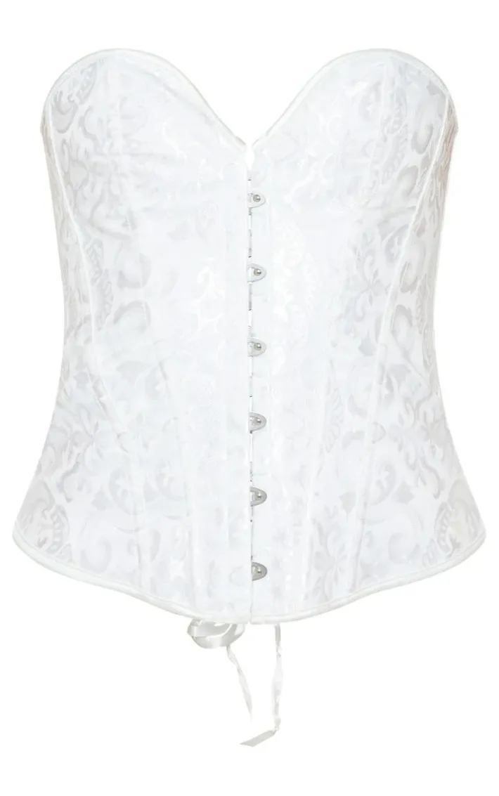 White Front Ribbon Hook & Eye Corset Set