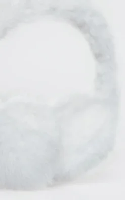 White Heart Faux Fur Ear Muffs