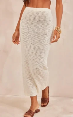 White Knitted Maxi Skirt