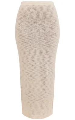 White Knitted Maxi Skirt