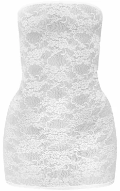 White Lace Bandeau Mini Bodycon Dress