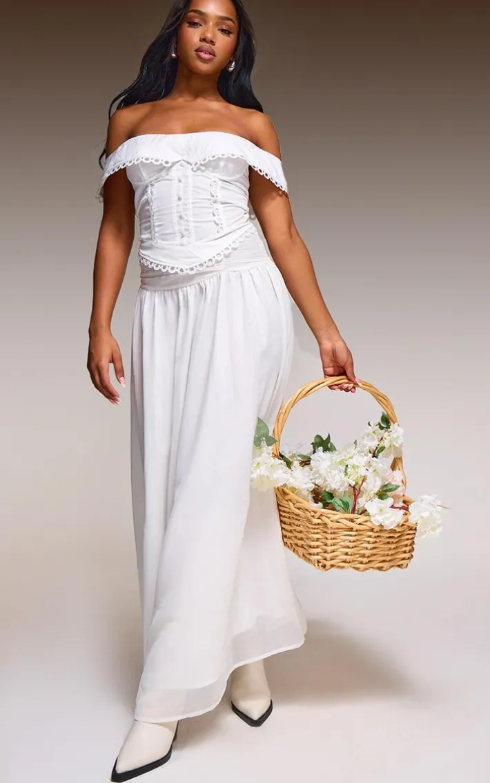 White Lace Detail Bardot Corset