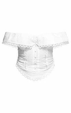 White Lace Detail Bardot Corset