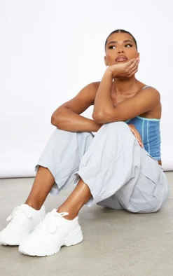 White Lace Up Chunky Sole Sneakers