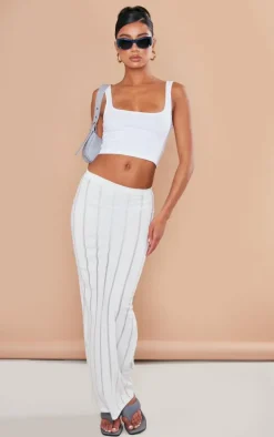 White Laddered Jersey Maxi Skirt