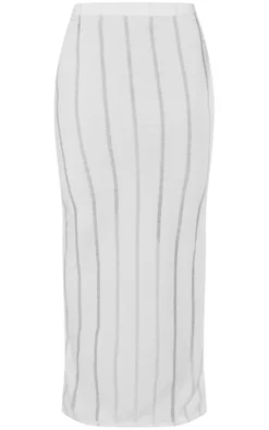 White Laddered Jersey Maxi Skirt