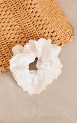 White Layered Detail Oversized Scrunchie