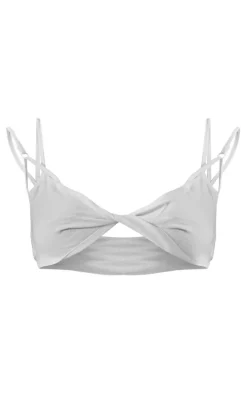 White Linen Feel Double Strap Bralet