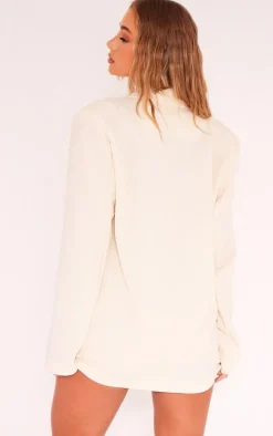 White Linen Look Buckle Detail Blazer