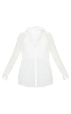 White Linen Look Oversized Beach Shirt