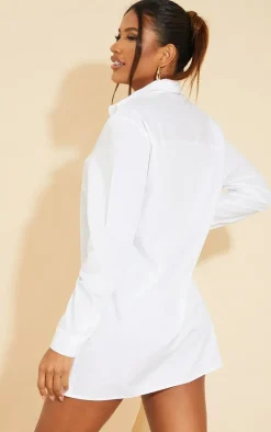 White Long Sleeve Button Shirt Dress