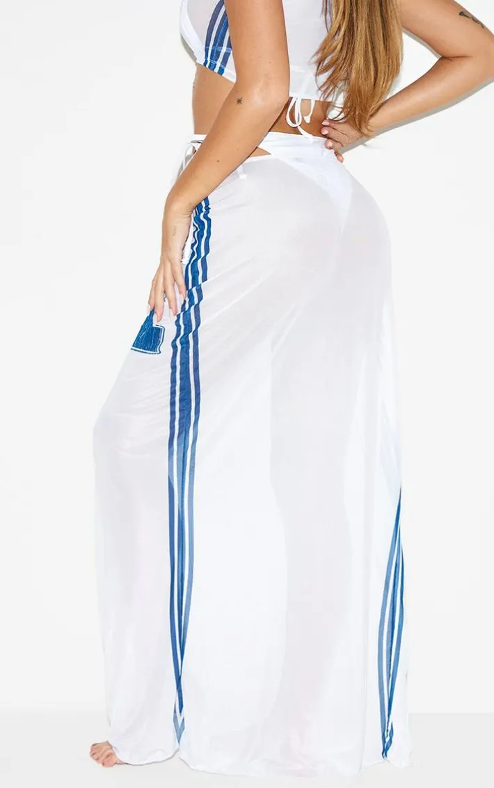 White Mesh 21 Maxi Side Split Beach Skirt
