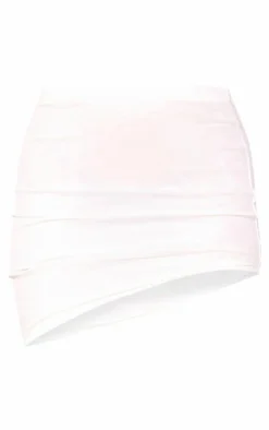 White Mesh Lined Extreme Asymmetric Mini Skirt