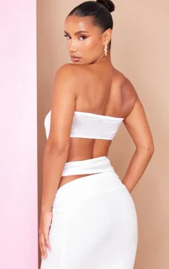 White Mesh Wiring Detail Crop Top