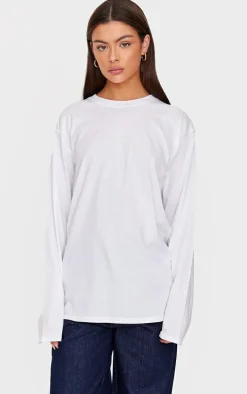 White Multi Food And Wine Graphic Oversized Long Sleeve T Shirt