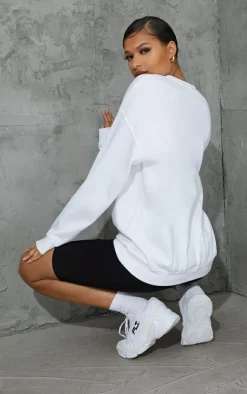 White New York Downtown Graphic Printed Sweatshirt