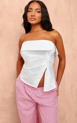 White Off The Shoulder Asymmetric Shirt
