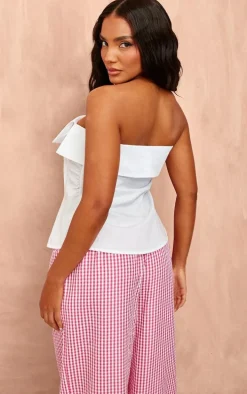 White Off The Shoulder Asymmetric Shirt