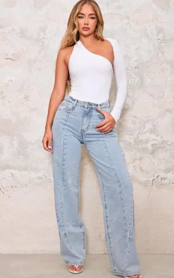 White One Shoulder Asymmetric Bodysuit