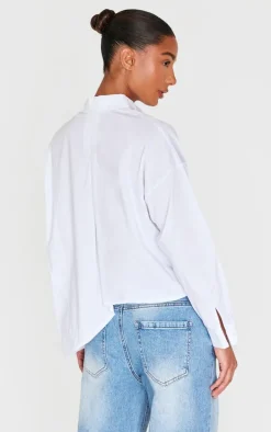 White Oversized Asymmetric Strap Detail Shirt