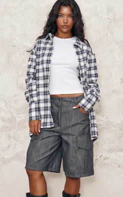 White Oversized Flannel Shirt