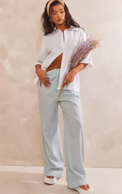 White Oversized Linen Feel Short Sleeve Shirt