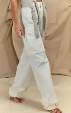 White Oversized Pocket Cargo Pants