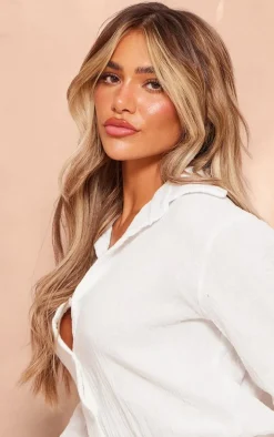 White Oversized Shirt Frill Detail Shift Dress