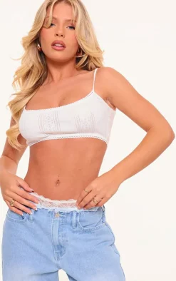 White Pointelle Bralet Top