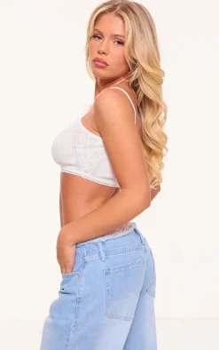 White Pointelle Bralet Top