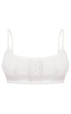 White Pointelle Bralet Top