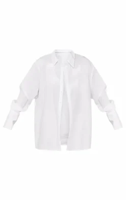 White Poplin Oversized Cuff Shirt