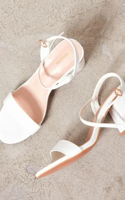White PU Basic Strap Detail Low Heeled Sandals