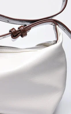 White Pu Buckle Strap Shoulder Bag