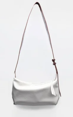 White Pu Buckle Strap Shoulder Bag